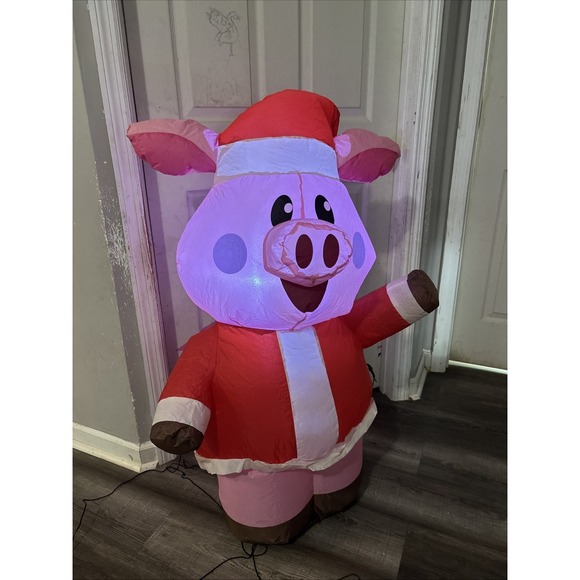 Holiday Living Other - Holiday Living 3.5 Ft Inflatable Pig Santa Suit LED Lights Indoor Outdoor
